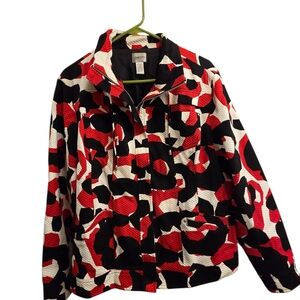 Chico's Vibrant Red and Black Patterned Jacket